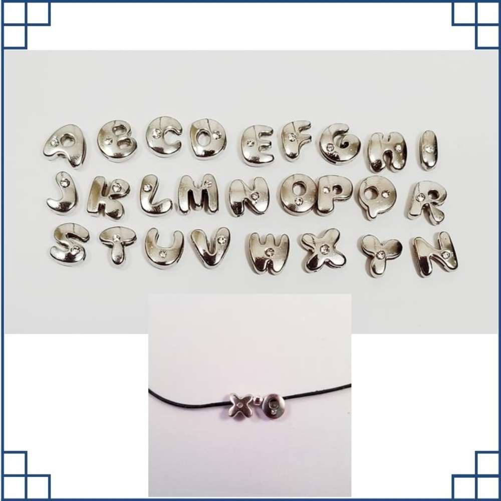 Personalized Silver Word Leather Necklace 2 Letter